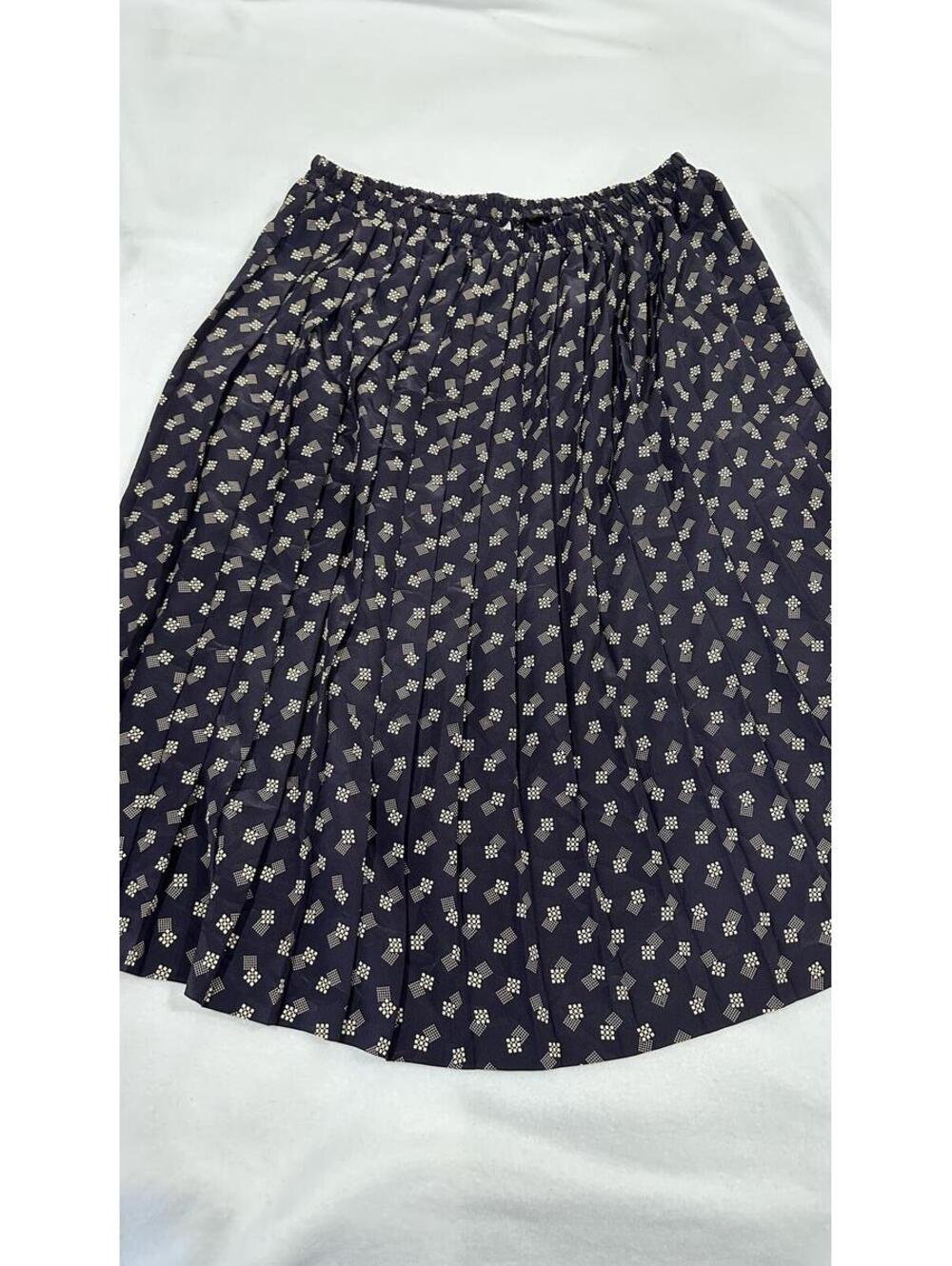 Leslie Fay Women’s Pleated Print Skirt Size 6 Navy Beige
